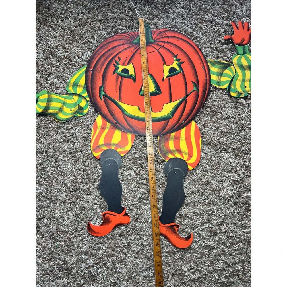 Vintage Beistle Halloween Jointed Pumpkin Man Cardboard Wall Hanging Decoration